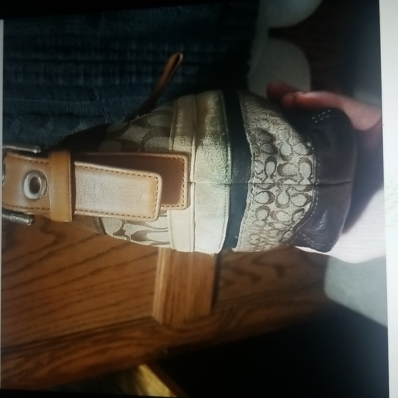 Coach Suede and Leather Striped Signature Shoulder Bag๐ - Picture 5 of 16